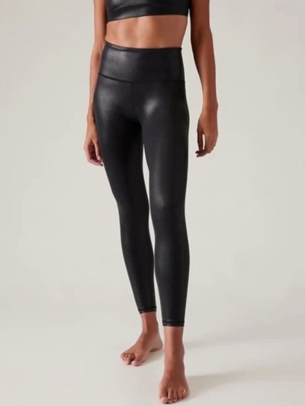 Athleta Metallic Black Shine Leggings Large EPC